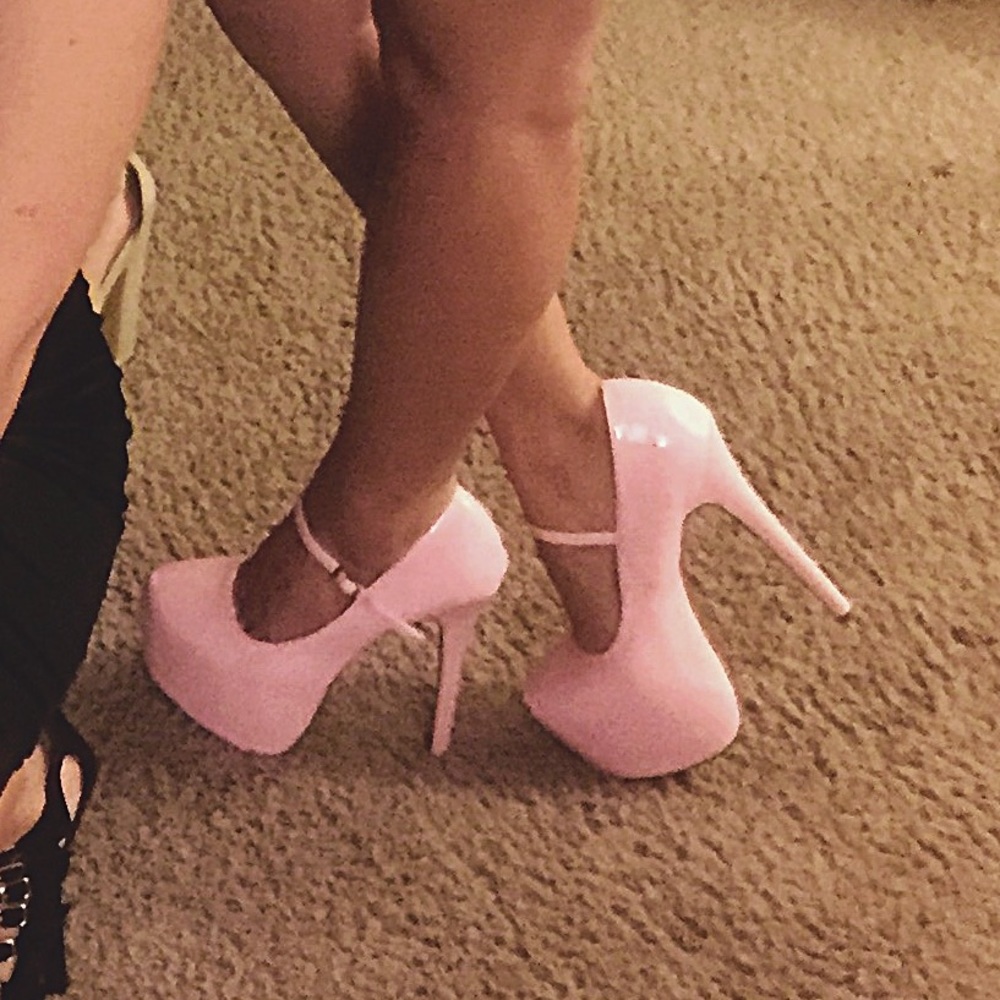 Bubble gum pink platform heels